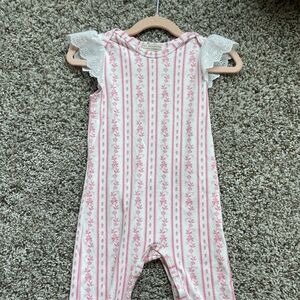 Pink and White Floral Baby Romper
